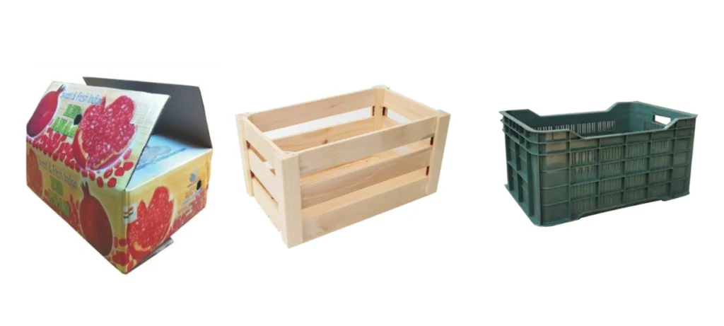 Type of crate use to pack pomegranate fruit 